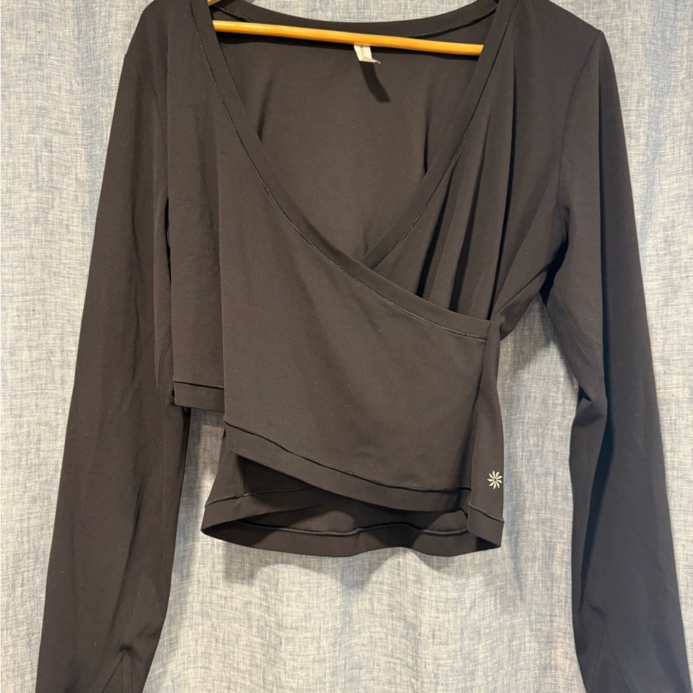 Athleta Black Long Sleeve Wrap Top